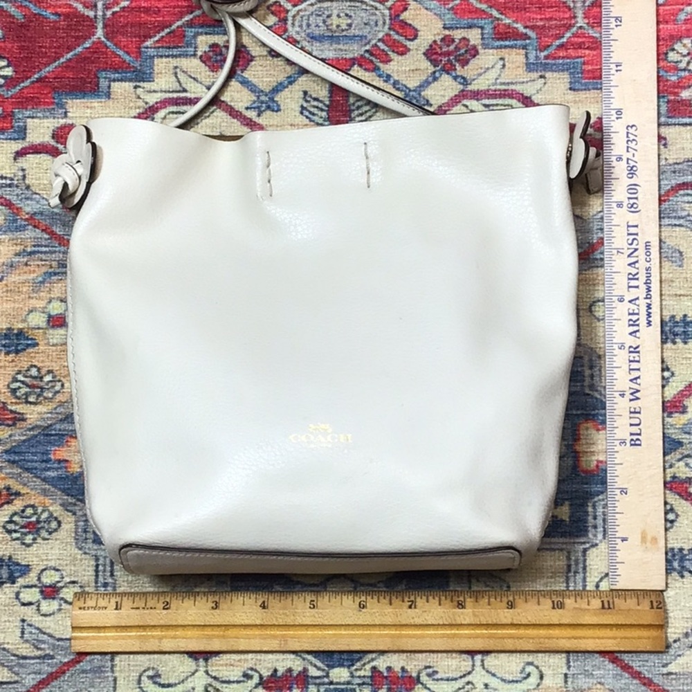 Coach ‘Derby’ Chalk Pebble Leather Crossbody with Gold Accents - Picture 9 of 12